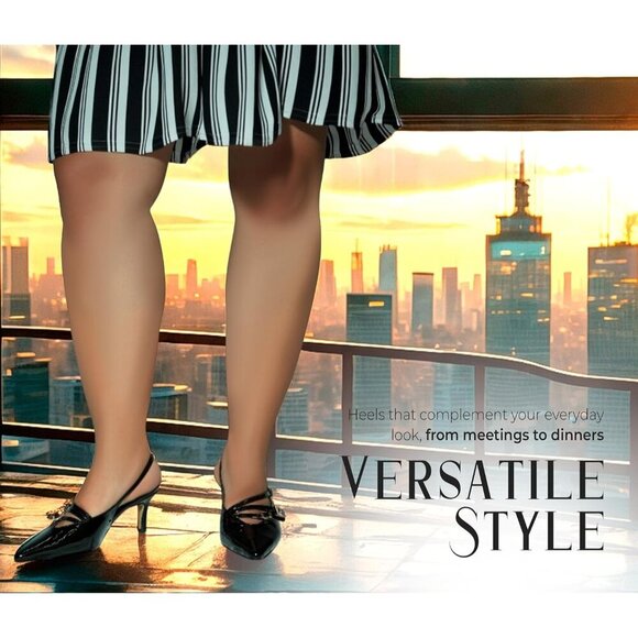 🆕Elegant Black Women's Low Heel Sandals - Comfortable Platform Dress Shoes - Picture 5 of 6